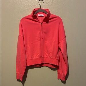 Double Zero Vibrant Coral Quarter-Zip Sweatshirt